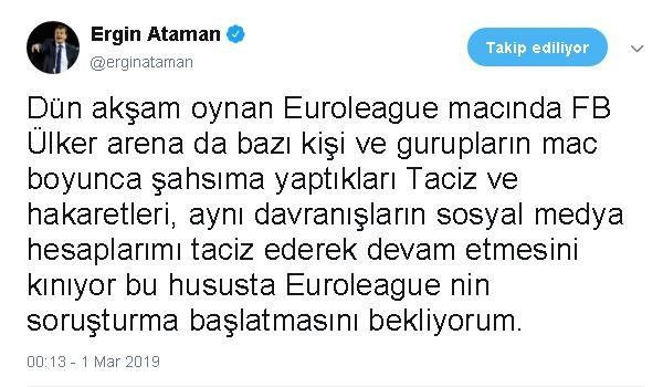 Ergin Ataman Fenerbahçe'yi Euroleague'e şikayet etti - Resim: 0