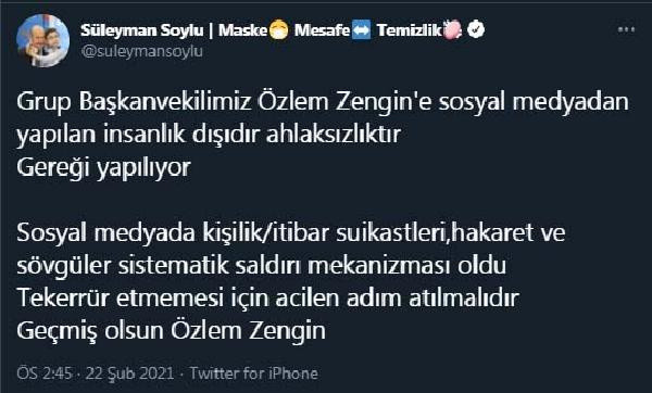 Süleyman Soylu'dan 'Özlem Zengin' tepkisi: Ahlaksızlıktır, gereği yapılıyor - Resim: 0