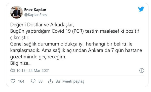 Tekirdağ Milletvekili Enes Kaplan covid-19'a yakalandı! Son durumunu açıkladı - Resim: 0