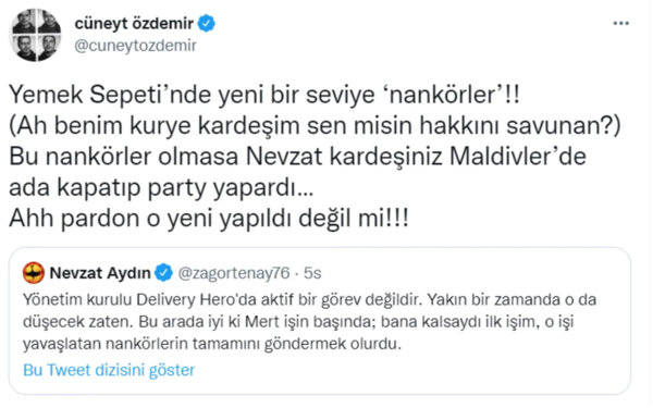 İşçilere nankör diyen Yemeksepeti kurucusu Nevzat Aydın'a Cüneyt Özdemir fena kapak yaptı - Resim: 1