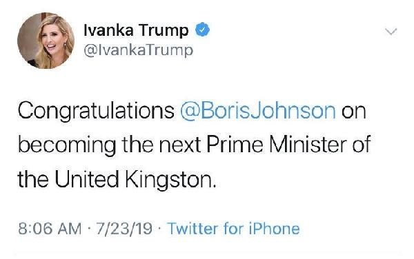 Ivanka Trump’ın ‘Birleşik Krallık’ hatası sosyal medyada olay oldu - Resim: 0