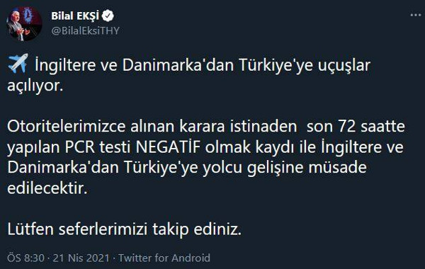 İngiltere ve Danimarka'dan Türkiye'ye uçuşlar açılıyor - Resim: 0