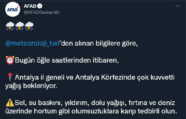 Öğle saatlerine dikkat! AFAD'dan Antalya için 'sel' uyarısı - Resim: 0