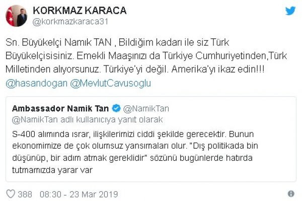 Eski büyükelçi Namık Tan'a Cumhurbaşkanlığı'ndan yanıt - Resim: 0