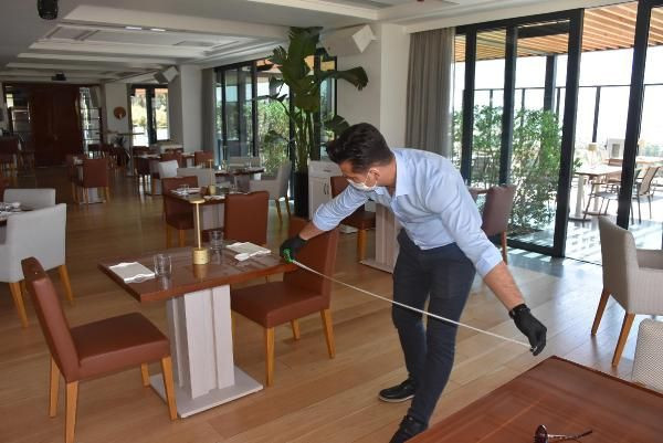 Otellerde sosyal mesafe hazırlığı! Santim santim ölçtüler - Resim: 2