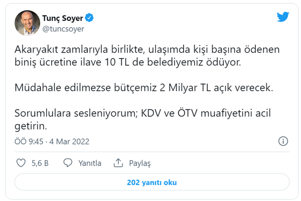 Benzin ve motorin zamlarına Tunç Soyer'den tepki: Müdahale edilmezse... - Resim: 0