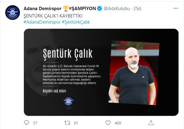 Süper Lig sevincini göremedi! Adana Demirsporlu yönetici Covid-19'a yenildi - Resim: 0