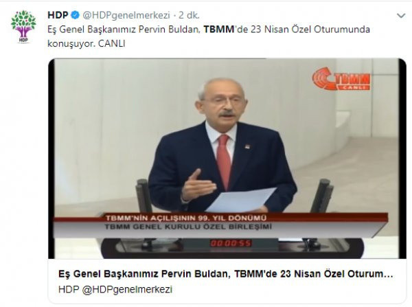 HDP eşbaşkan olarak Pervin Buldan yerine Kılıçdaroğlu yayını verdi Olay hata - Resim: 0