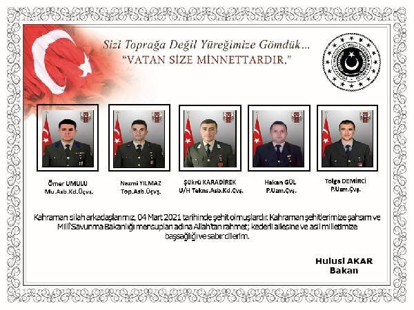 Milli Savunma Bakanı Hulusi Akar'dan Bitlis şehitleri için başsağlığı mesajı - Resim: 1