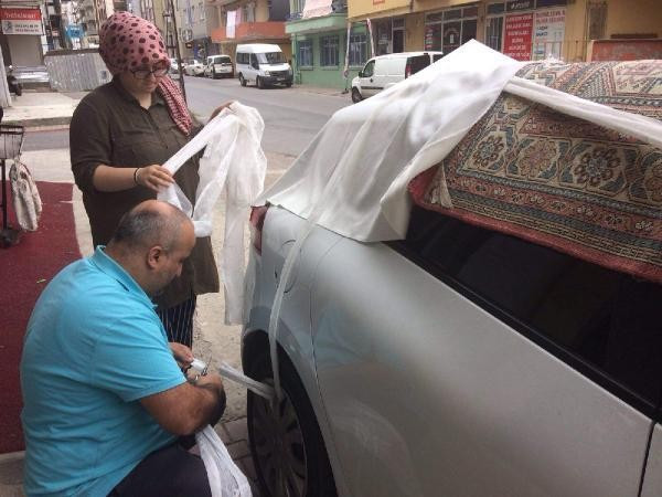 Yurdum insanının dolu önlemi! Arabaların haline bakın - Resim: 2