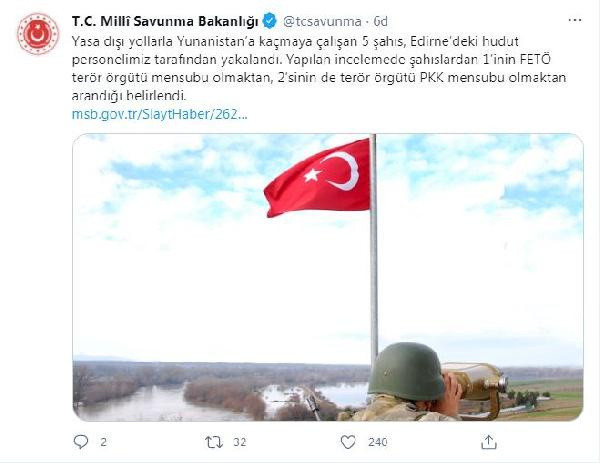 Milli Savunma Bakanlığı duyurdu: Yunanistan’a kaçmaya çalışan 5 kişi yakalandı - Resim: 0