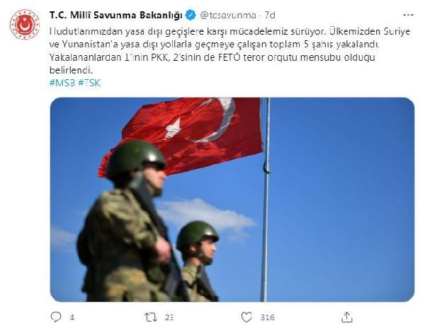 Milli Savunma Bakanlığı: Suriye ve Yunanistan'a geçmeye çalışan 5 kişi yakalandı - Resim: 0