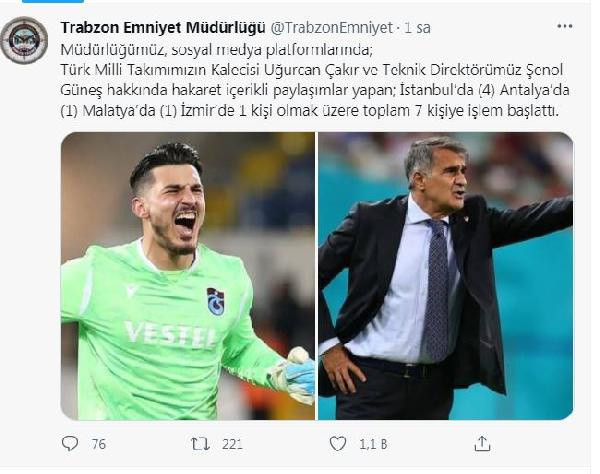 Uğurcan Çakır ve Şenol Güneş'e hakaret paylaşımlarına işlem - Resim: 0