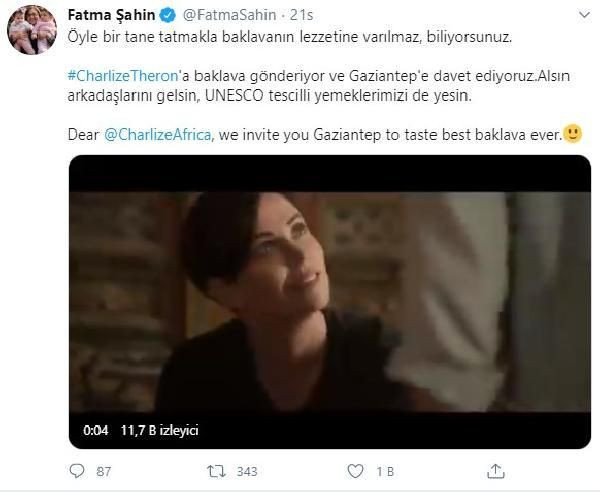 Fatma Şahin, Charlize Theron'a baklava gönderip, kente davet etti - Resim: 3