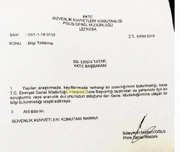 KKTC Başbakanı Ersin Tatar İnterpol'e 'aranıyor muyum' diye sordu - Resim: 0