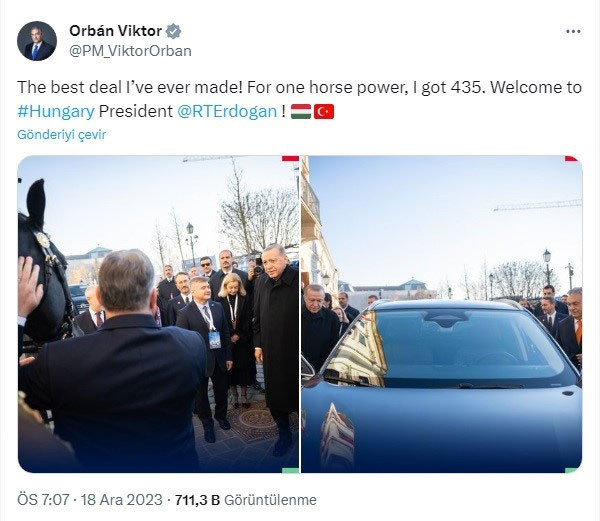 Macaristan Başbakanı Orban Togg'u hediye aldı  espriyi patlattı - Resim: 0