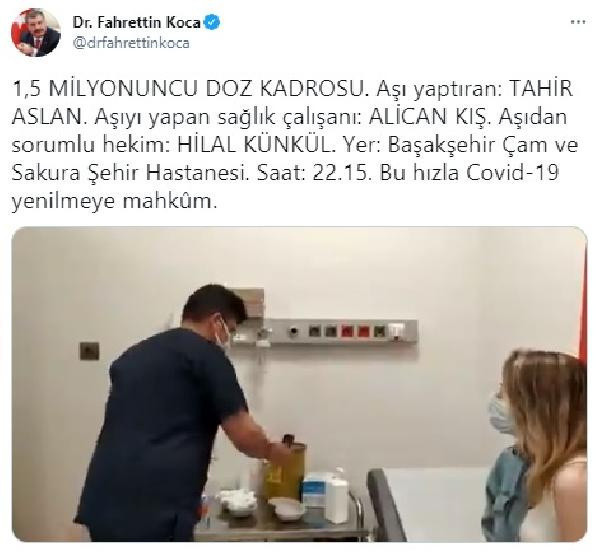 "Covid-19 yenilmeye mahkûm" diyen Fahrettin Koca 1 buçuk milyonuncu doz aşı kadrosunu paylaştı - Resim: 0