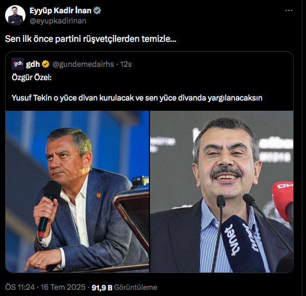 Özgür Özel'in Yusuf Tekin için Yüce Divan sözüne AK Parti'den tek cümlelik yanıt - Resim: 0