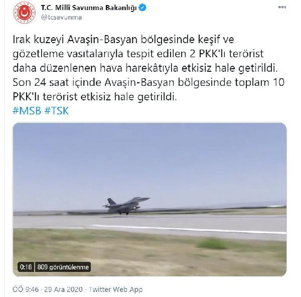 Milli Savunma Bakanlığı: Avaşin-Basyan bölgesinde 10 PKK'lı terörist etkisiz hale getirildi - Resim: 0