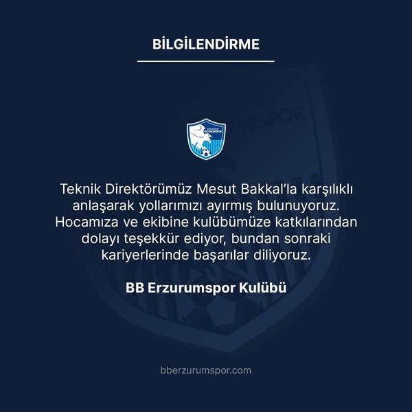 Erzurumspor'da Mesut Bakkal ile yollar ayrıldı - Resim: 0