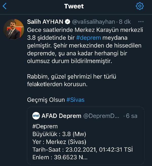 Sivas'ta 3.8 büyüklünde deprem oldu! Valilik ve AFAD açıklama yaptı - Resim: 0