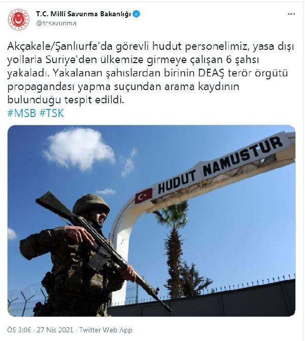 Milli Savunma Bakanlığı: Suriye'den Türkiye'ye girmeye çalışan 6 kişi yakalandı - Resim: 0