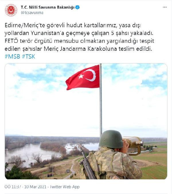 Milli Savunma Bakanlığı açıkladı! Yasa dışı yollardan Yunanistan'a geçmeye çalışan 5 FETÖ üyesi yakalandı - Resim: 0