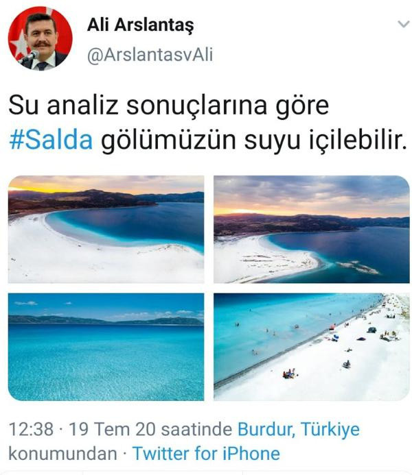 Vali Arslantaş: Salda Gölü'nün suyu içilebilir - Resim: 0