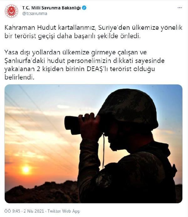 MSB: Yasa dışı yollarla yurda girmeye çalışan biri DEAŞ'lı 2 kişi yakalandı - Resim: 0