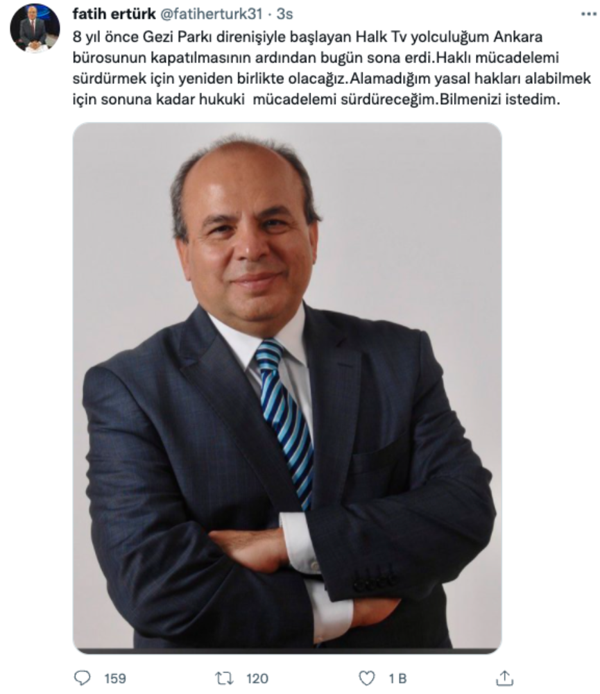 Halk TV deneyimli sunucunun işine son verdi: Mücadelemi sürdüreceğim - Resim: 0