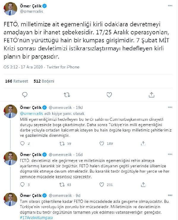 Ömer Çelik: 17-25 Aralık operasyonları FETÖ'nün hain bir kumpasıdır - Resim: 0