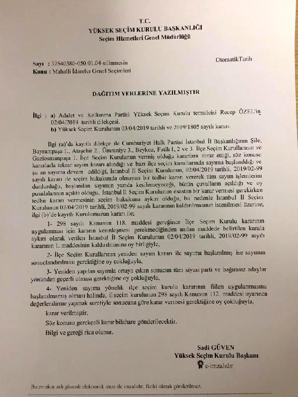 YSK İstanbul İl Seçim Kurulu'nun sayımı durdurma kararını kaldırdı - Resim: 0