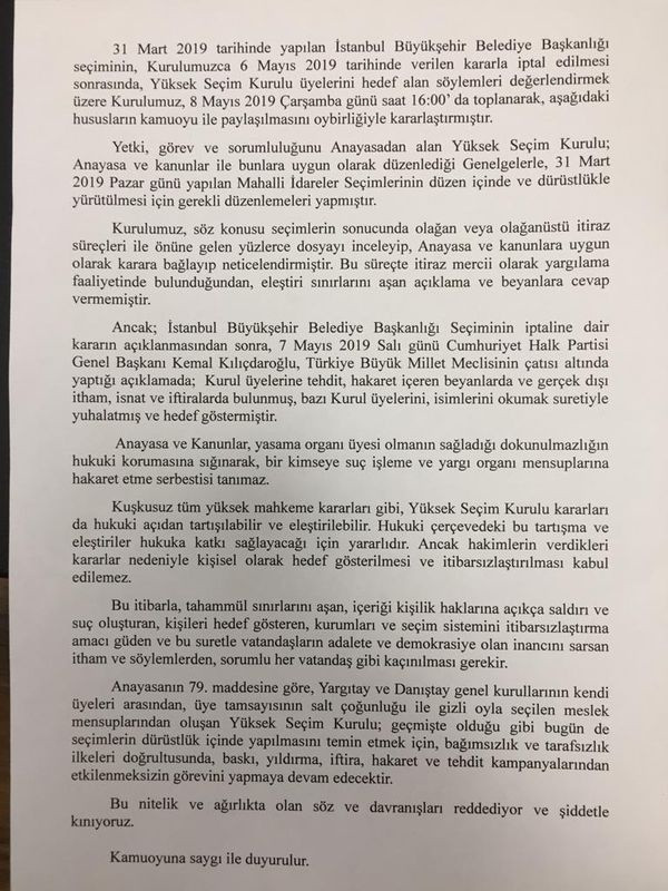 YSK'dan açıklama: Hakimlerin hedef gösterilmesi kabul edilemez - Resim: 0