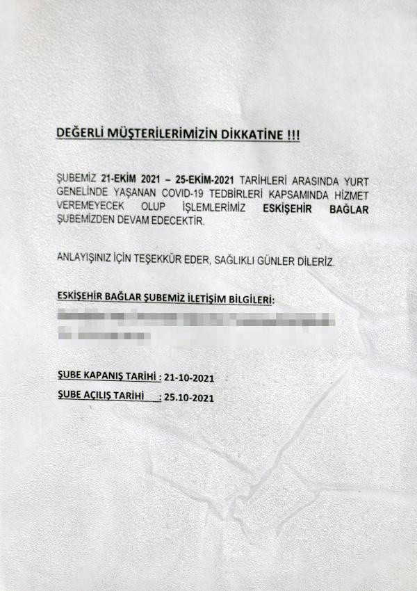 Eskişehir'de bir banka şubesi koronavirüs nedeniyle kapatıldı - Resim: 0