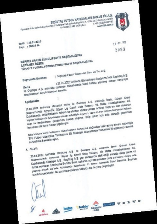 Beşiktaş'ın Göztepe maçıyla ilgili yaptığı itirazın tüm detayları - Resim: 0