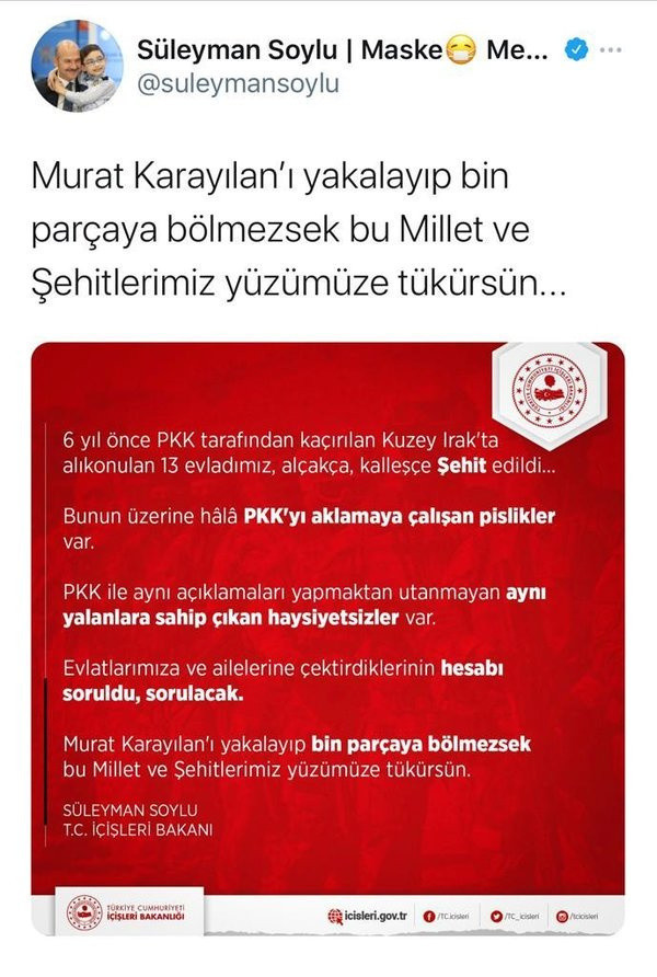 İçişleri Bakanı Süleyman Soylu'dan 'Murat Karayılan' açıklaması - Resim: 0