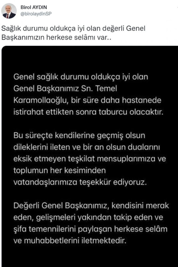 Hastaneye kaldırılan Temel Karamollaoğlu'nun son sağlık durumu açıklandı! Kemal Kılıçdaroğlu bilgi aldı - Resim: 0