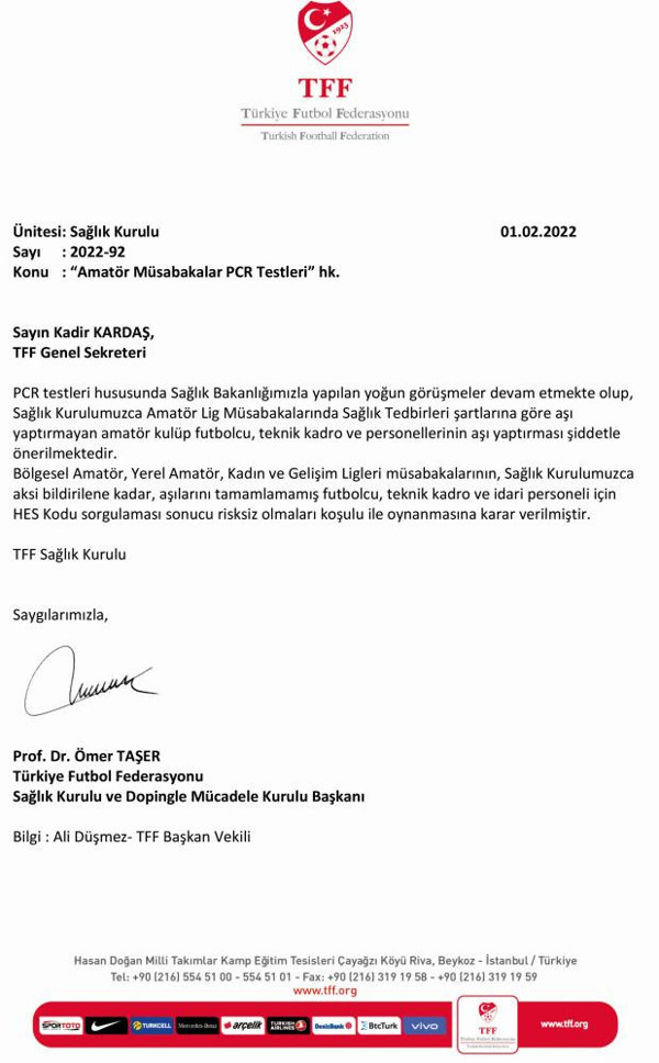 Türkiye Futbol Federasyonu duyurdu! Test zorunluluğu kaldırıldı: HES Kodu sorgulaması... - Resim: 0