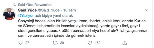 'Bir FETÖ gitti bin FETÖ geliyor' diyen ilahiyatçı Ali Köse'ye tepki - Resim: 1
