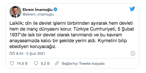 Ekrem İmamoğlu'ndan laiklik mesajı: Kıymetini bilip ebediyen koruyacağız - Resim: 0