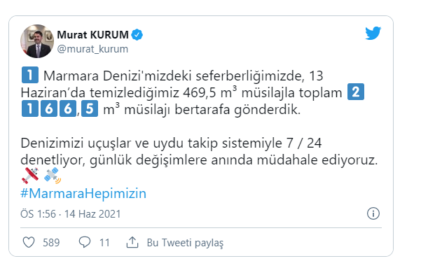 Bakan Murat Kurum, Marmara Denizi'nde temizlenen müsilaj miktarını açıkladı - Resim: 0