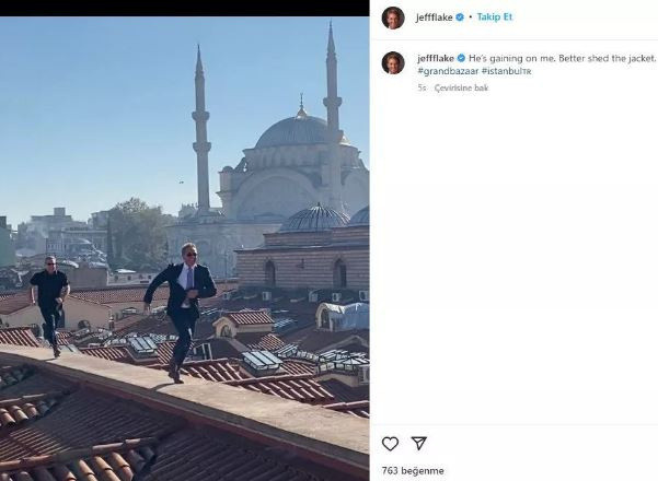 Kapalıçarşı'nın çatısında koştu: Büyükelçi'den Skyfall 007 göndermesi: Ceketi çıkarsam iyi olur - Resim: 0
