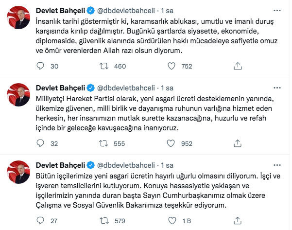 Devlet Bahçeli'den asgari ücrete ilişkin ilk açıklama - Resim: 0