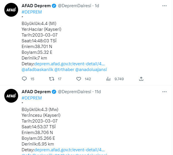 Kayseri'de son dakika peş peşe deprem oldu! AFAD ve Kandilli'den açıklama geldi - Resim: 1