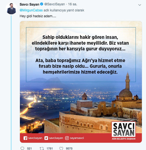 AK Partili Savcı Sayan'dan Ağrı'yı küçümseyen Mirgün Cabas'a yanıt - Resim: 0
