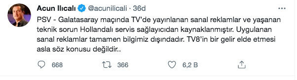 Acun Ilıcalı’dan PSV-Galatasaray maç yayını krizi hakkında açıklama - Resim: 0