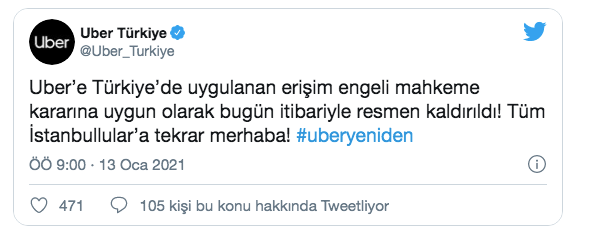 Uber Türkiye, erişim engelinin kaldırıldığını duyurdu - Resim: 0