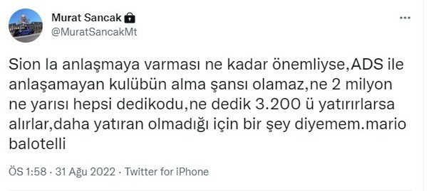 Murat Sancak'tan Balotelli'yi kızdıracak açıklama: Şansları olamaz - Resim: 0