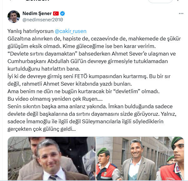 Nedim Şener'den Ruşen Çakır'a cevap: Yanlış hatırlıyorsun, gülüşüm eksik olmadı - Resim: 1