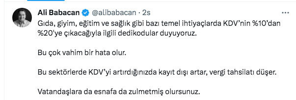 Ali Babacan 'dedikodular duyuyoruz' deyip hükümeti uyardı: Vahim bir hata olur - Resim: 0